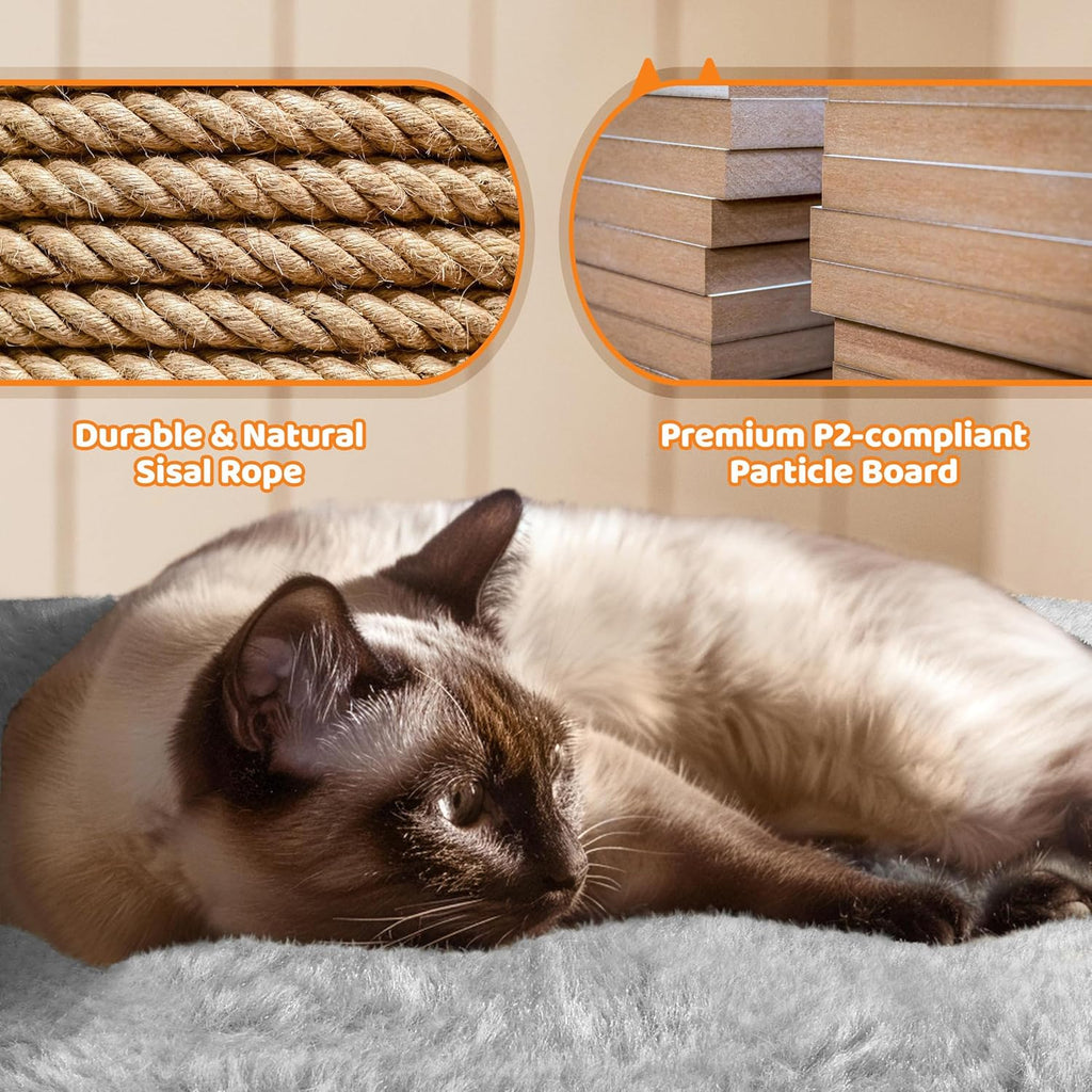 | 68.5In Cat Tree | for Large Cats | Multi-Level Cat Tower with 3 Wide Perches, Large Condo | Stable Pet Play House W/Sisal-Covered Scratching Posts & Board | Light Gray