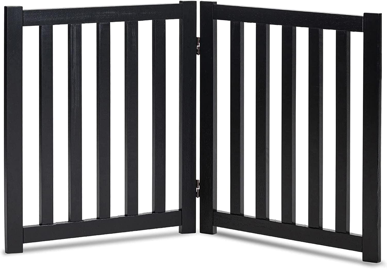 Freestanding Wooden Dog Gate — Foldable 2-Panel Room Barrier