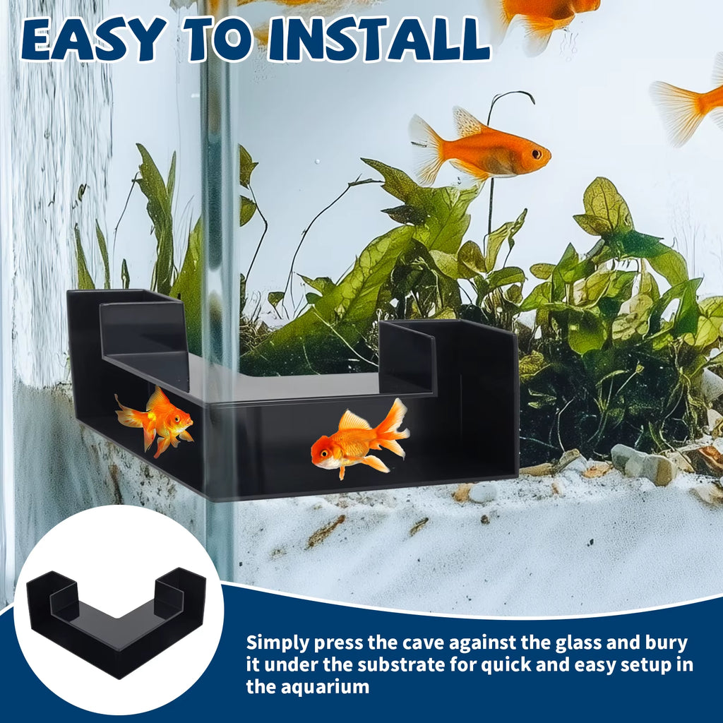 1/2Pcs Aquarium Underground Tunnel L-Shape Hiding Viewing Tunnel Fish & Shrimp Play Hideout for Fish Tank DIY Cave Ornaments